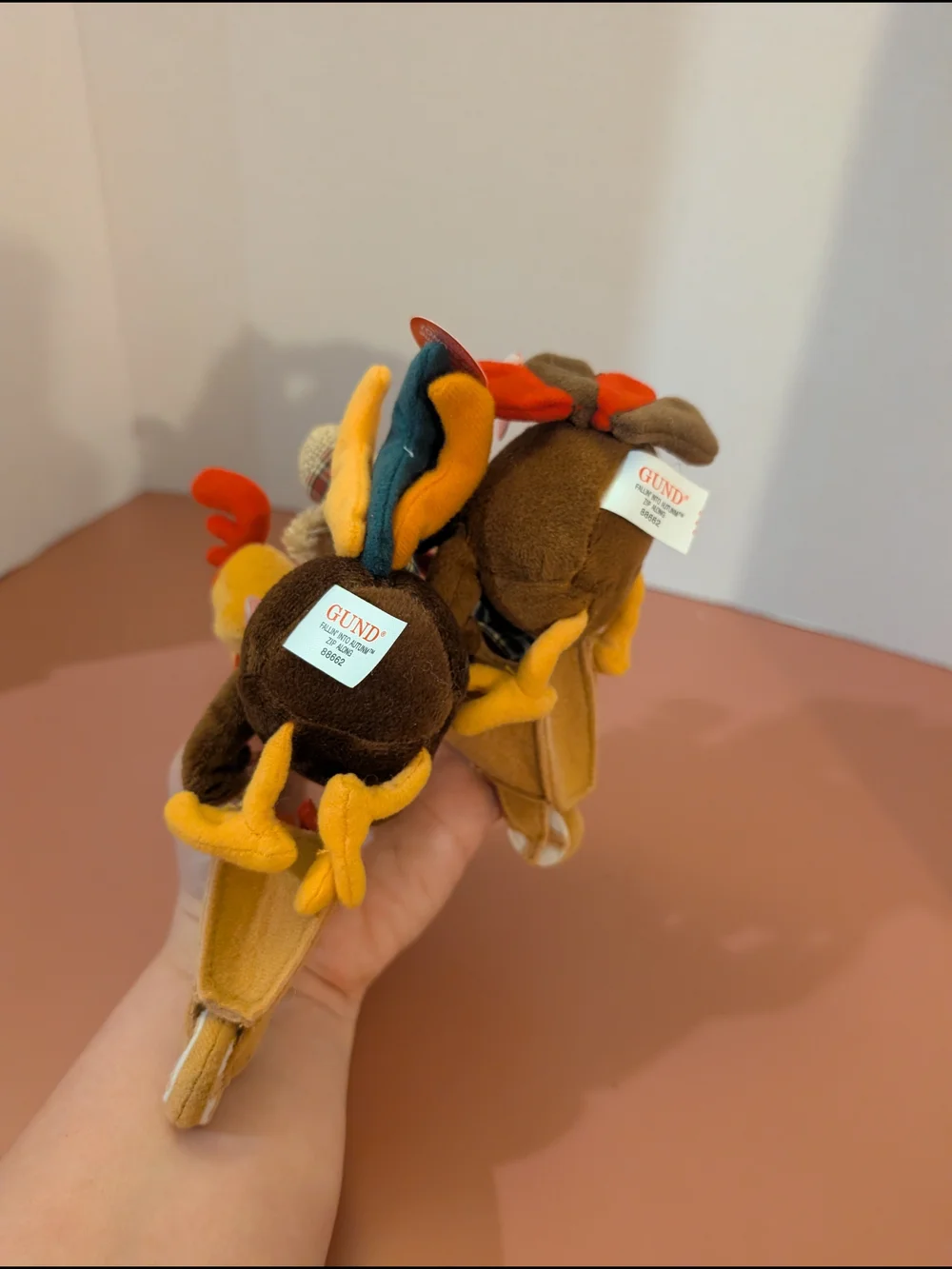 Lot of TWO (2) Gund Fallin' Into Autumn Zip Along Turkeys